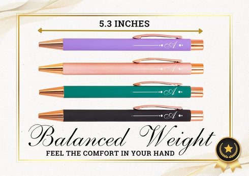 InnoBeta Monogrammed Gifts Ballpoint Pen Set of 4, Initial Letter Gifts for Housewarming, Birthday, Thanksgiving,