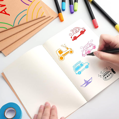 ZZTX 4 Pack Blank Kraft Notebooks, A5 Travel Journal Set for Drawing Writing Doodling
