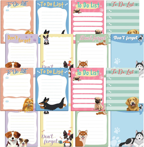 PerKoop Dog Notepad, 16 Pieces, Small Sticky To Do Notes, Funny Cute PET Note Pads for Dog Lovers, 3 x 4 Inch