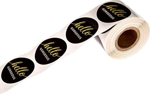 Hello Gorgeous Stickers, 250 Small Business Labels, 1.5" Elegant Gold Foil Envelope Seals, Made in The USA
