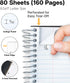 Dunwell College Ruled Spiral Notebook, 1 Subject, 8.5 x 11, Protective Plastic Cover, 80 Sheets, Perforated Pages