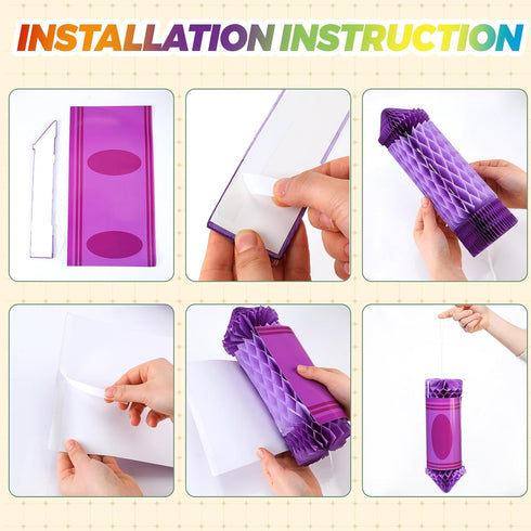 12pcs Retisee Colorful Crayon Paper Lanterns Honeycombs Bulk Crayon Classroom Decorations Daycare Preschool Classroom
