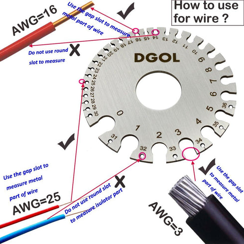 DGOL Stainless Steel SWG Sheet Metal Wire Cable Gage Standard Thickness Gauge with Clear Numbers and Letters
