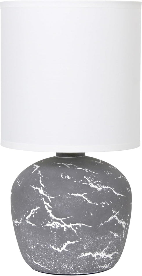Simple Designs LT1170-GRY 12.4" Chic Glow Rounded Marble Inspired Concrete Table Lamp
