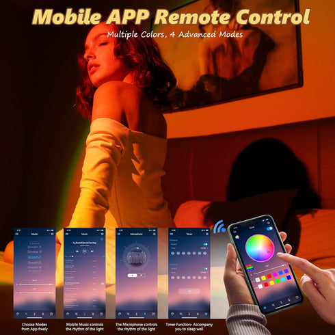 nellsi Sunset Sunset Lamp Projection with Remote Control - Endless Colors Projector Lights LED APP Floor Lamp