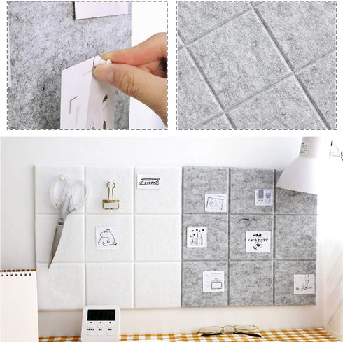 Large Cork Board Felt Board Tiles with 30 Push Pins, 11.8"x11.8" Pack of 6 for Home Office Kitchen