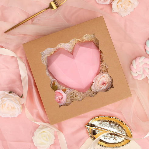 TOMNK 30pcs Large Bakery Boxes, 10x10x2.5 in with Window, Brown Paper Boxes for Pies and Cookies