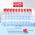 YGDZ Test Tubes with Rack, 50pcs 16x100mm Clear Plastic Test Tubes with Caps and Holder Rack for Nurse Party Decorations Halloween Party Favors