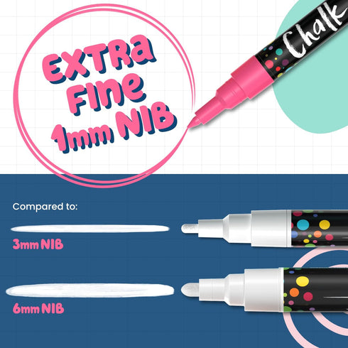 Extra Fine Tip Liquid Chalk Markers, 10 Pack, Dry Erase Marker Pens for Blackboard & Windows