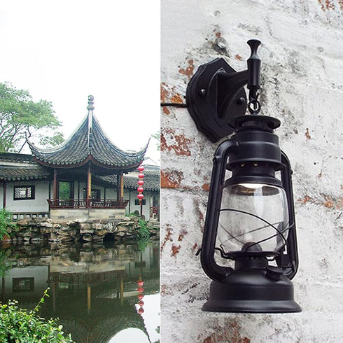 EEYBLAEEY 2 Wall Sconces, Retro Antique Vintage Rustic Lantern Lamp Wall Sconce Light Fixture (Black - Pcs)