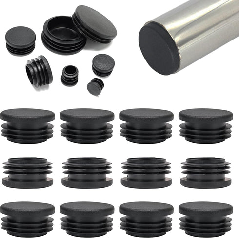 EASYEAH 1-1/2" (38mm) Plastic Hole Plugs Black -Round Chair Leg Caps, Flush