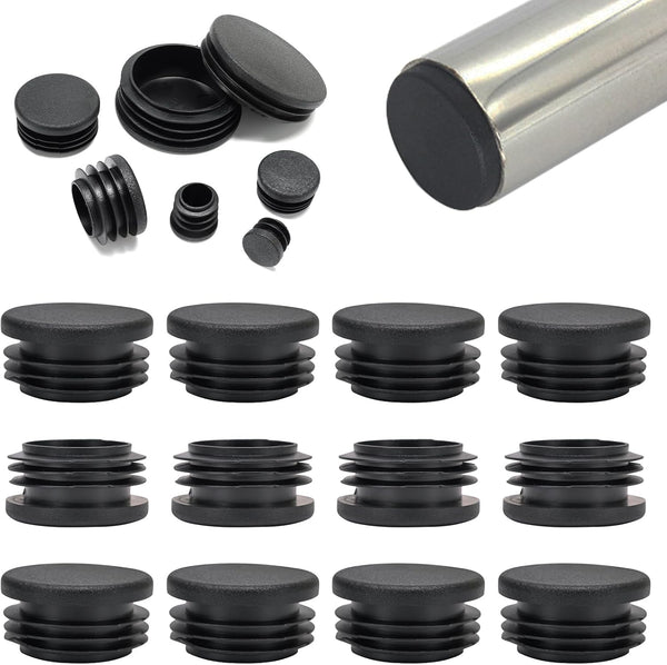 EASYEAH 1-1/2" (38mm) Plastic Hole Plugs Black -Round Chair Leg Caps, Flush