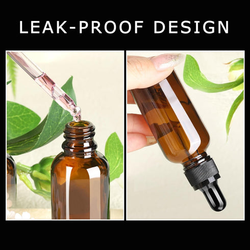 Teenitor Eye Dropper Bottles with Funnels, Plastic Transfer Pipettes & Labels, 30ml Glass Tincture Bottles, Amber