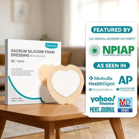 7.08"x7.08" Dimora Wound Dressing Sacrum Foam Bandages Silicone Adhesive Border Waterproof Sacral Pads Absorbent
