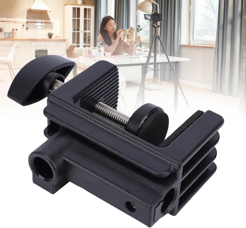 Qinlorgo 1.2cm 1/4in Universal Desktop C Clamp, Aluminum Alloy Cantilever Bracket Table Mount Clamp, and Hole, Desktop