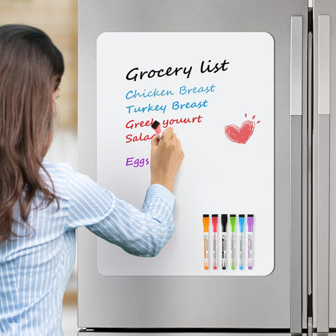 MaxGear Magnetic Dry Erase Whiteboard 20'' x 13'' for Refrigerator, Kitchen Fridge Shopping List with 1 Eraser, 6
