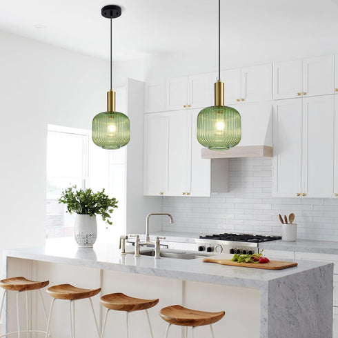 8 Inch Green Glass Pendant Lights Small Modern Chandelier Pendant Lighting Mid Century Hanging Lights Adjustable