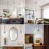 TALOYA Pendant Light with Blue Tulip Glass Lampshade, Brass Vintage Pendant Light Adjustable Hanging Light for Kitchen
