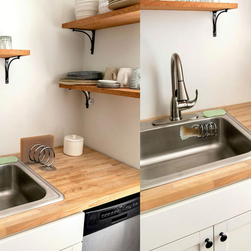 Soap Dispensing Palm Brush Holder Sink Sponge Dish Brush Holder for Kitchen Brush Dish Brush with Soap Dispenser Pot