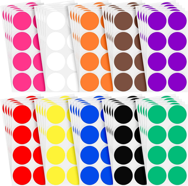 Zonon 400 Pieces 2 Inch Colored Dot Stickers, 10 Assorted Colors Round Color Coding Labels for Organizing