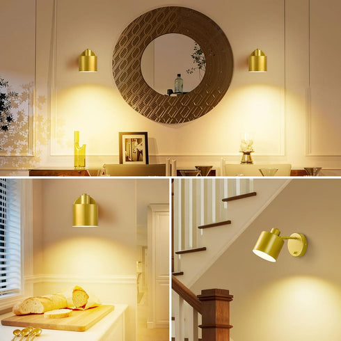 Set 2 350 Dimmable Bulb) Lightess Sconces Wall Decor of with Switch, Rotatable Gold Wall Sconce Hardwired, Industrial