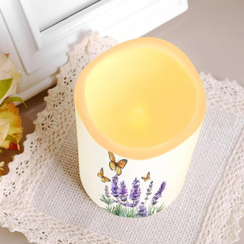 Lavender Butterfly Flameless Candles Bulk Timer Battery Operated Candles with Remote Color Changing Electric Pillar Led