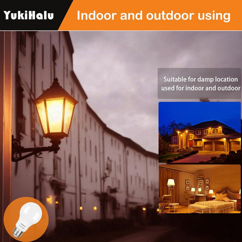 YukiHalu LED Amber Light Bulbs, A19 1800K E26 800Lm, 60W Equivalent Soft Warm Sleep Light Bulbs, 2-Pack for Baby Nursery