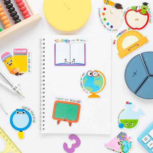 Teacher Sticky Notes 30 Pack, Notepads Book Pencil Ruler Shaped Set for Teacher Appreciation Gift
