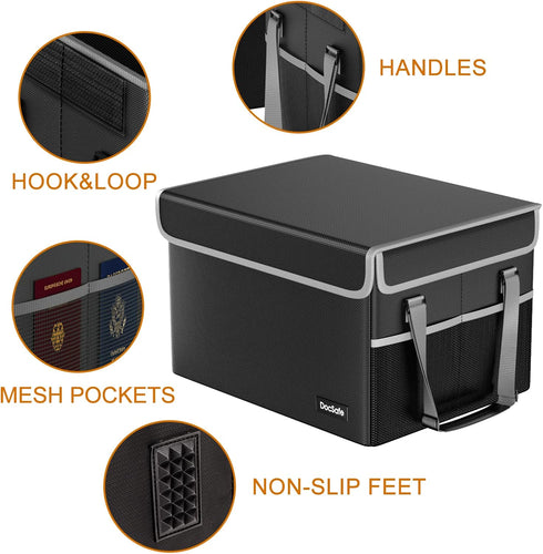 DocSafe Fireproof File Box, Collapsible Document Storage Organizer for Hanging Letter/Legal Folder