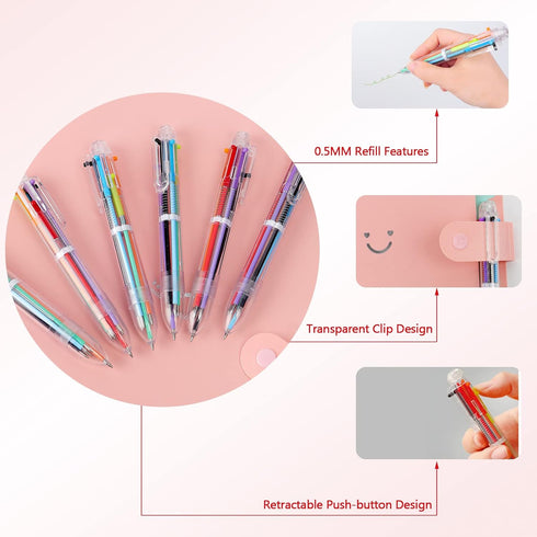 Enyeopd 48 Pack Multicolor Pens, Fun Pens for Kids Party Favors, Classroom, Valentines Day Bulk Gifts, Retractable