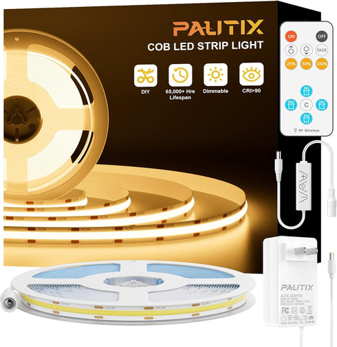 PAUTIX COB LED Strip Light,LED Lights 16.4ft,UL Listed Warm White 2700K Dotless