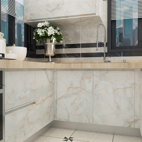 Blue Gold Marble Contact Paper for Countertops Waterproof Removable Wallpaper Peel and Stick Granite Contact Paper 11.8"x78.74" Marble Wall Paper Roll for Kitchen Countertops Cabinets Bathroom by Boobest