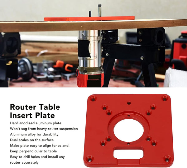 Router Table Insert Plate, Aluminum Alloy Router Plate Wood Tool, Universal Design Accessory for Woodworking, Red