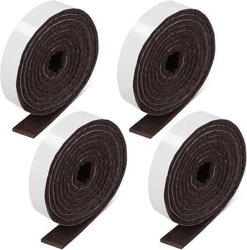 Zonon 4 Rolls 1/2 x 240 Inch Felt Strips with Adhesive Backing, Heavy Duty Polyester for Protecting Furniture and DIY