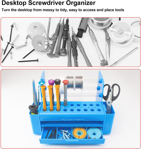 Screwdriver Rack Small Tool Storage Desk Tool Holder Work bench Organizer Aluminum Alloy Dark Grey Desktop Screwdriver