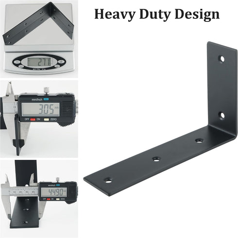 7x4 Inch,Pack 4 Alise Floating Shelf Brackets Heavy Duty L-Shaped Wall Brackets - Black Angle Corner Braces