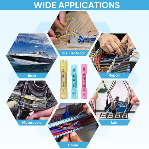 TICONN 600PCS Heat Shrink Butt Wire Connector Kit, Insulated Waterproof Electrical Crimp Terminals for Marine Automotive