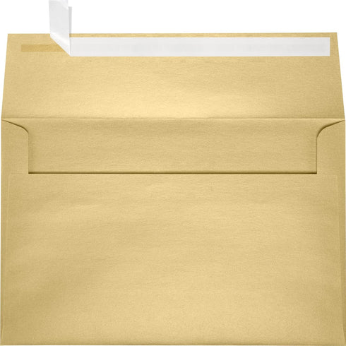 LUXPaper A9 Invitation Envelopes | 5 3/4" x 8 3/4" | Blonde Metallic | 80lb. Text | 50 Qty | Peel & Press