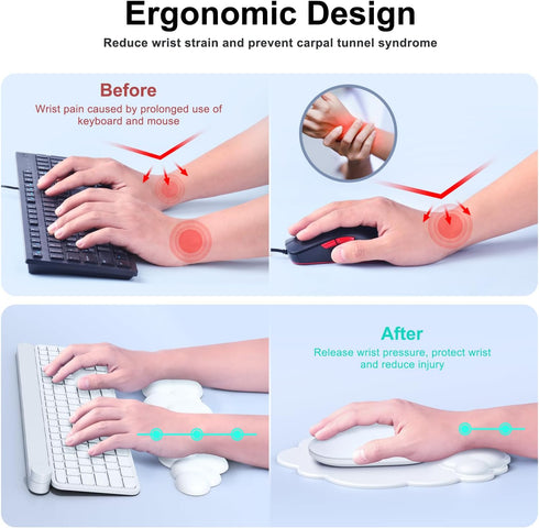 MOKURU Cloud Mouse Pad with Wrist Rest, Cloud Keyboard Wrist Rest, Mouse Pad Wrist Support, Ergonomic Keyboard Mouse