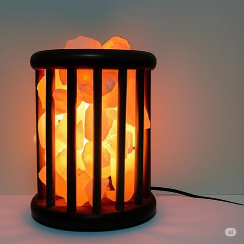 7"(D) 8.5"(H) Himalayan Pink Salt Lamp Cage Heated Rock Lamp for Relaxation, Detox & Home Spa
