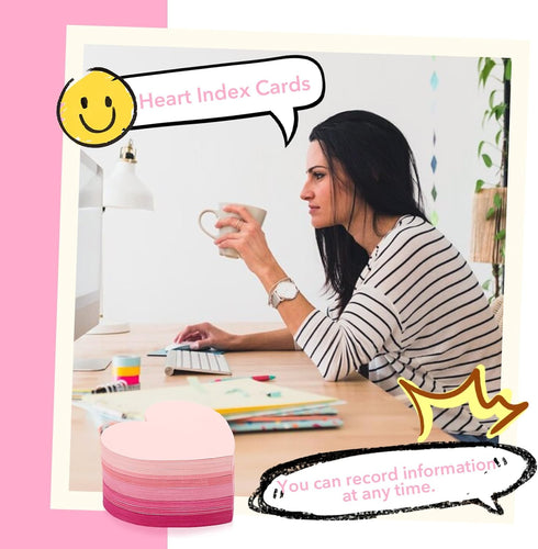 MSHUNKEJI 300 3x3 Pcs Index Card Heart Shaped Note Cards Blank Index Cards Pink Note Cards Colors Study Cards Blank