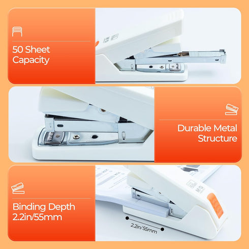 M&G Effortless Desktop Stapler, 50 Sheet Capacity, One Finger Stapling, Includes 1000 Staples, Portable for Office