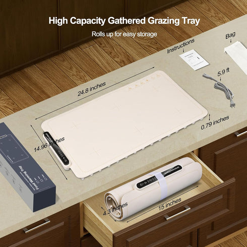 4 10s Qimh Food Warming Mat, Silicone Food Warmer for Parties Buffet, Full Surface Electric Warming Tray with Temps