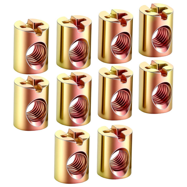 Tweruna 10 PCS M6 Barrel Nut, Slotted Barrel Cross Dowel Nut, Replacement Cross