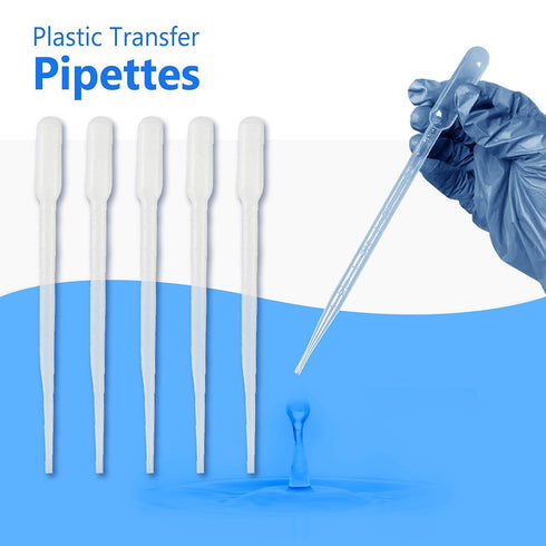 100pcs Plastic Disposable Transfer Pipettes - 3ml Calibrated Eye Droppers for Lip Gloss, Essential Oils & Laboratory