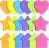 Outus 540 Sheets Star Sticky Notes, 3 x 3 Inch Heart Arrow Star Shaped Self Sticky Notes 6 Multi Colors for Reminders,