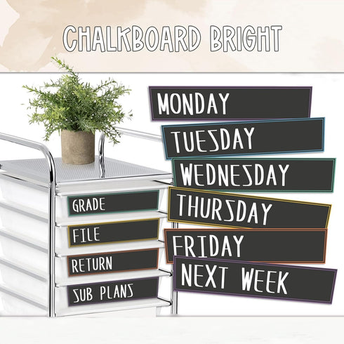 YIXAXKAO 12 10 Pieces Rolling Storage Cart Labels Drawer Rolling Storage Cart Label Chalkboard Brights Classroom Decor