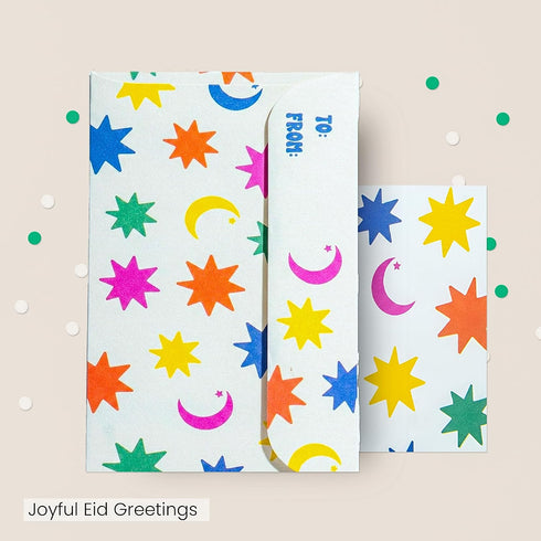 The Ramadan Edit Set 5 6.5 3.625 Inches Eid Mubarak Money Envelopes Eidee Cash Envelopes with Crescent Moon & Star
