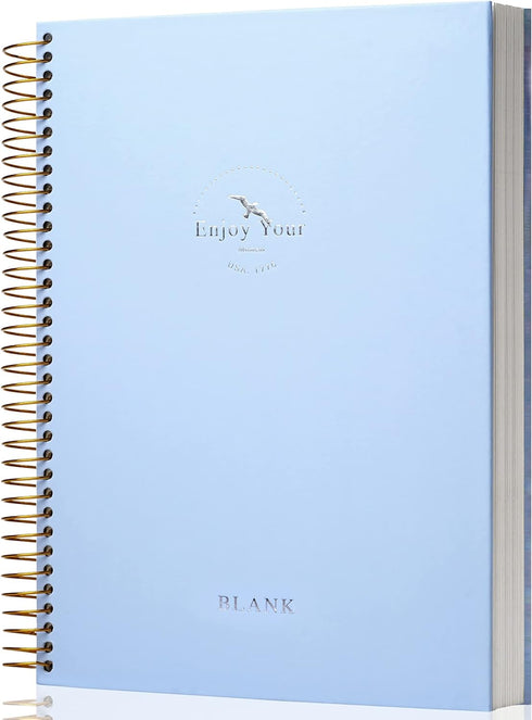 FLYING EAGLE Blank Paper Spiral Notebook, 8.5 x 11 Large Spiral Notebook, 210 Pages, Hardcover Sketchbook for Drawing