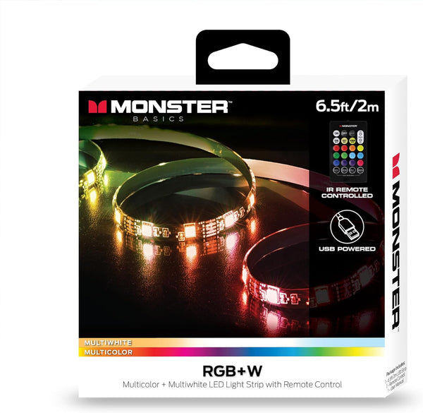 Monster Multi-Color and Multi-White LED Light Strip, 6.5 Foot, Customizable, Peel and